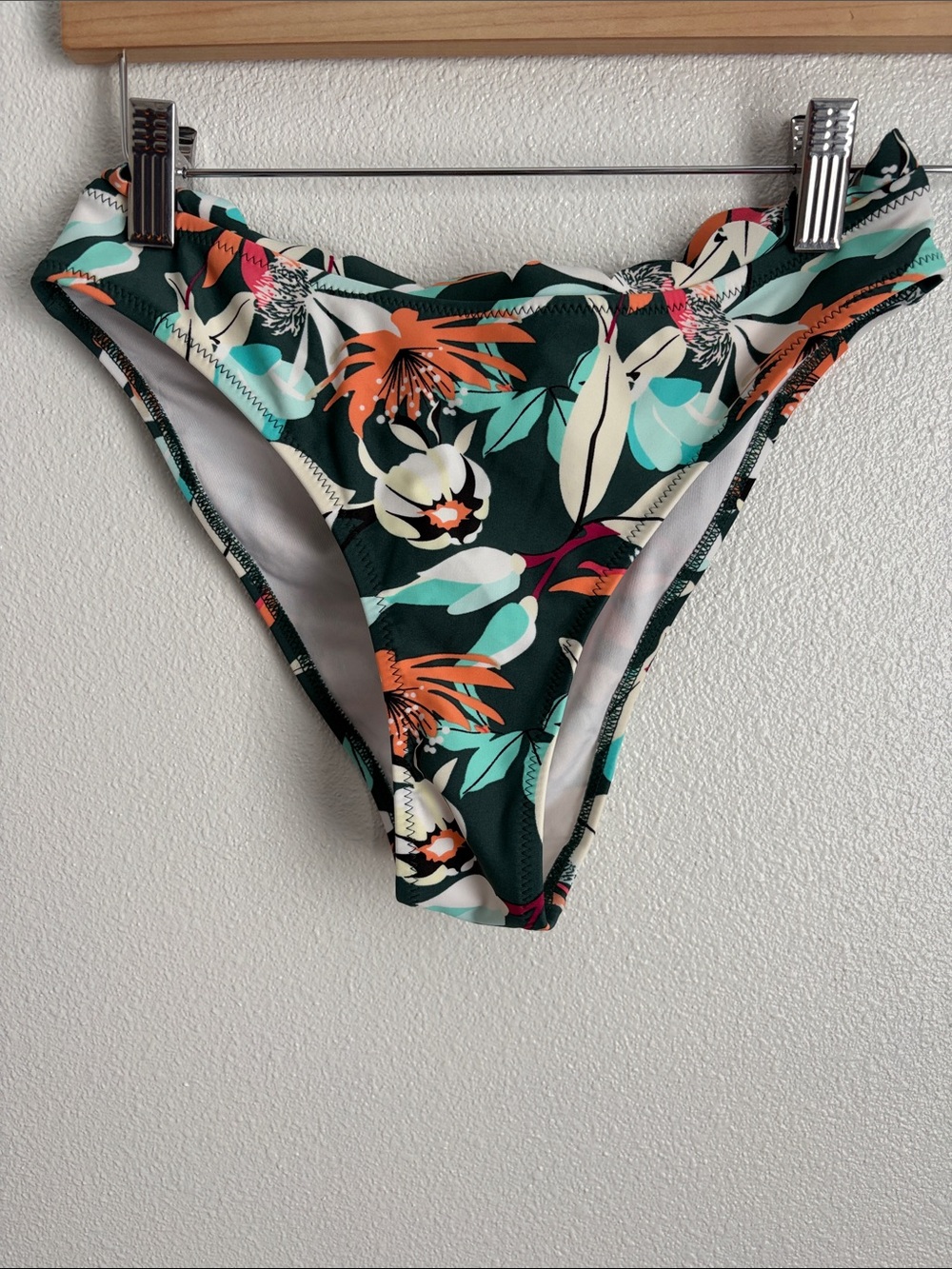 Floral Bikini Bottoms in Dark Green